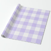 Groot Pastel Paars en Wit Gingham Cadeaupapier (Uitgerold)
