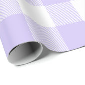 Groot Pastel Paars en Wit Gingham Cadeaupapier (Rol Hoek)