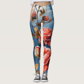 groot Pastel Roos op een Sky Achtergrond Leggings (Voorkant)