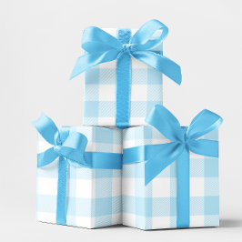 Groot Pastelblauw en Wit Gingham Cadeaupapier