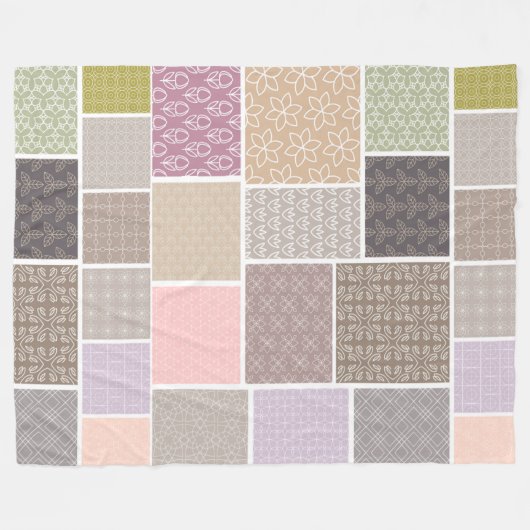 Groot patchwerk Multi Design Fleece Blanket Deken (Voorkant (Horizontaal))