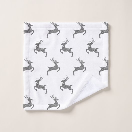 Groot patroon in faux grijs glitter textuur bad handdoek (Wasdoekje)