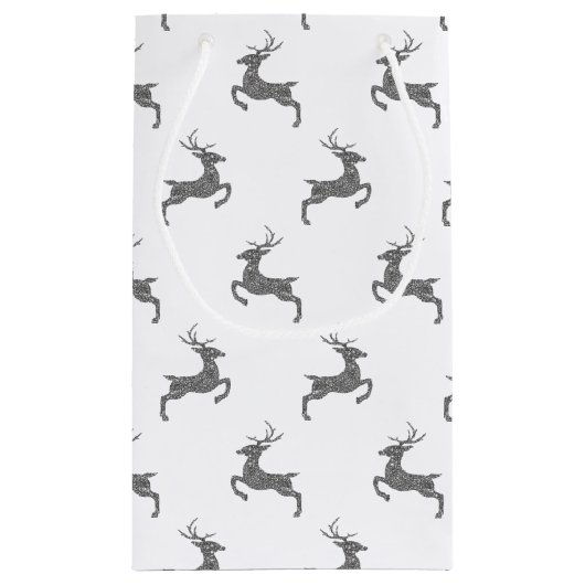 Groot patroon in faux grijs glitter textuur klein cadeauzakje (Achterkant)