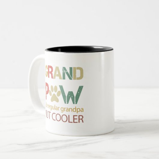 Groot paw als een gewone opa maar koeler tweekleurige koffiemok (Voorkant links)