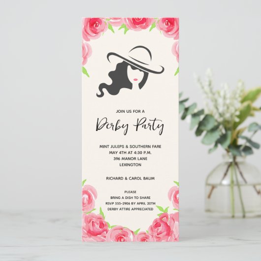 Groot Pet en Rozen Derby Party Kaart (Staand voorkant)