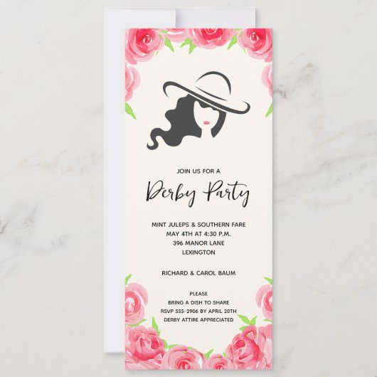 Groot Pet en Rozen Derby Party Kaart (Voorkant)