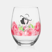 Groot Pet Lady Rozen Vrijgezellenfeest Wijnglas Zonder Voet (Voorkant)