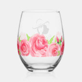 Groot Pet Lady Rozen Vrijgezellenfeest Wijnglas Zonder Voet (Achterkant)