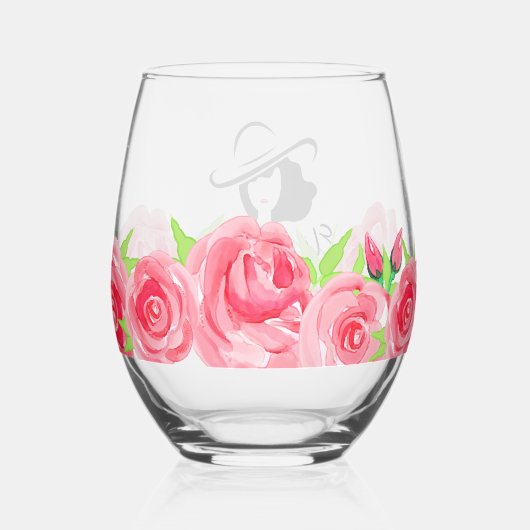 Groot Pet Lady Rozen Vrijgezellenfeest Wijnglas Zonder Voet (Achterkant)