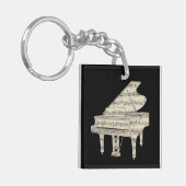 Groot piano en muzieknoten sleutelhanger (Voorkant Links)