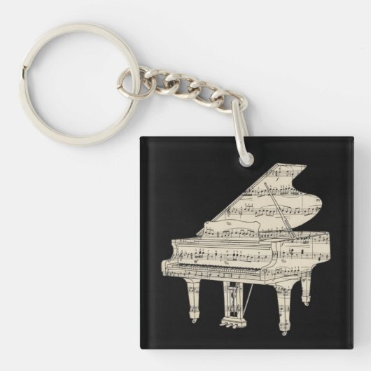 Groot piano en muzieknoten sleutelhanger (Voorkant)