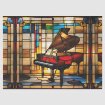 Groot piano namaak glas-in-lood voor decoupage knu
