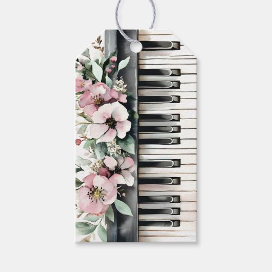 Groot Pianosleutels Bloemboeket Cadeaulabel (Voorkant)