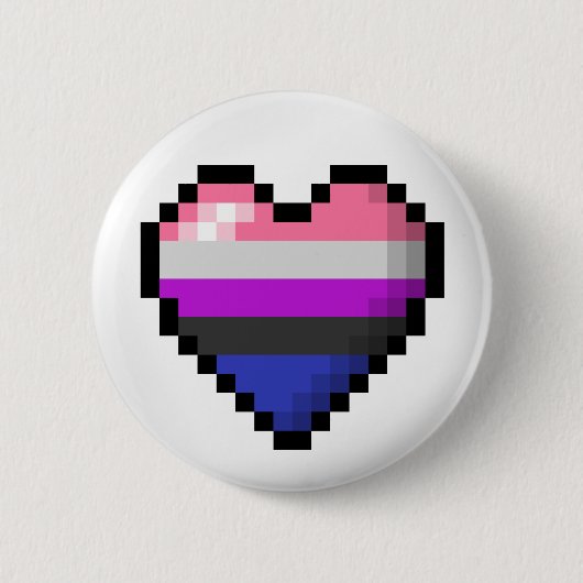 Groot Pixel Heart Design in Gender Fluid Flag Ronde Button 5,7 Cm (Voorkant)