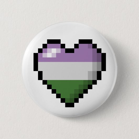 Groot Pixel Heart Design in Genderqueer Pride Flag Ronde Button 5,7 Cm (Voorkant)