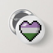 Groot Pixel Heart Design in Genderqueer Pride Flag Ronde Button 5,7 Cm (Voorkant /achterkant)