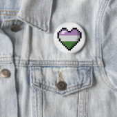 Groot Pixel Heart Design in Genderqueer Pride Flag Ronde Button 5,7 Cm (In situ)