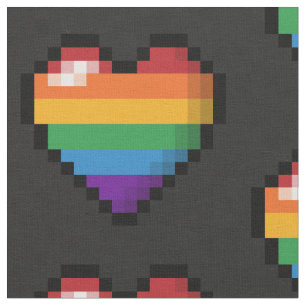 Groot Pixel Heart Design in LGBTQ Rainbow Flag Stof