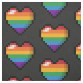 Groot Pixel Heart Design in LGBTQ Rainbow Flag Stof (Swatch)