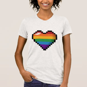 Groot Pixel Heart Design in LGBTQ Rainbow Flag T-shirt