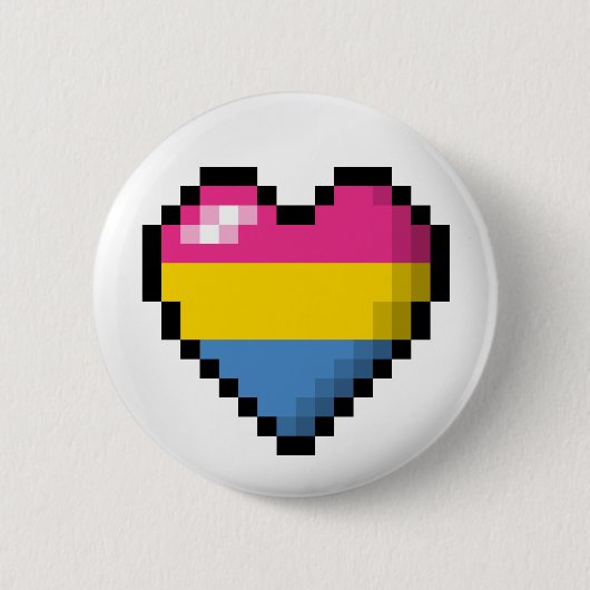 Groot Pixel Heart Design in Pansexual Pride Flag Ronde Button 5,7 Cm (Voorkant)