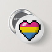 Groot Pixel Heart Design in Pansexual Pride Flag Ronde Button 5,7 Cm (Voorkant /achterkant)