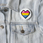 Groot Pixel Heart Design in Pansexual Pride Flag Ronde Button 5,7 Cm (In situ)