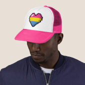 Groot Pixel Heart Design in Pansexual Pride Flag Trucker Pet (In situ)