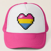 Groot Pixel Heart Design in Pansexual Pride Flag Trucker Pet (Voorkant)