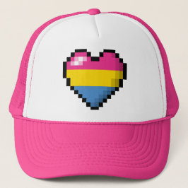 Groot Pixel Heart Design in Pansexual Pride Flag Trucker Pet