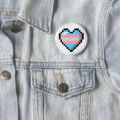 Groot Pixel Heart Design in Transgender Pride Flag Ronde Button 5,7 Cm (In situ)