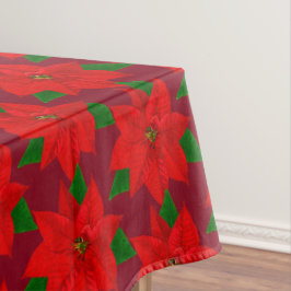 Groot Poinsettia Bloempatroon op Bourgondiër Tafelkleed