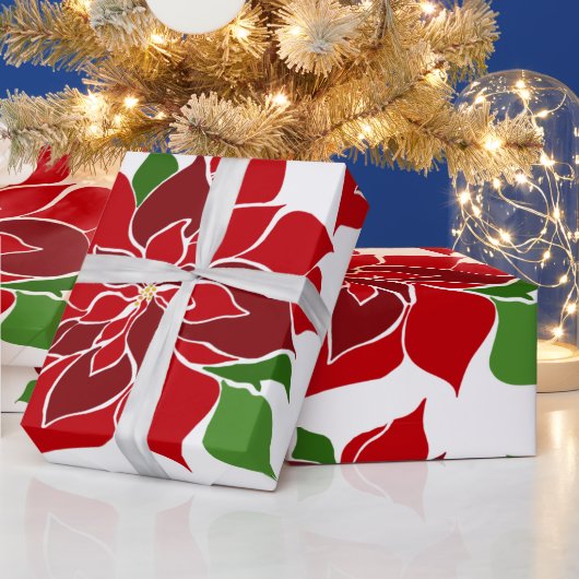 Groot Poinsettia Kerst inpakpapier (Feestdagen)