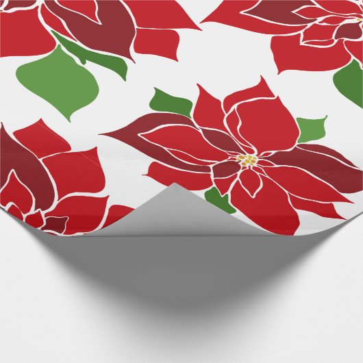 Groot Poinsettia Kerst inpakpapier (Hoek)