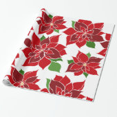 Groot Poinsettia Kerst inpakpapier (Uitgerold)