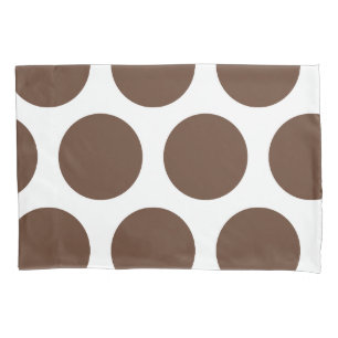Groot poka Dots Pattern: Donkerbruin Kussensloop
