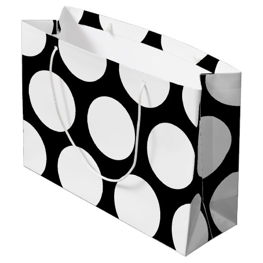 Groot poka Dots Pattern: Zwart en wit Cadeauzakje (Achterkant Gekanteld)