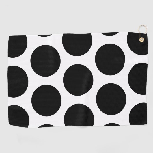 Groot poka Dots Pattern: Zwart en wit Golfhanddoek (Horizontaal)