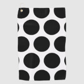 Groot poka Dots Pattern: Zwart en wit Golfhanddoek (Voorkant)