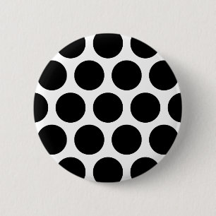 Groot poka Dots Pattern: Zwart en wit Ronde Button 5,7 Cm
