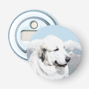 Groot Pyreneeën Schilderij - Originele Honden Kuns Button Flesopener
