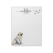 Groot Pyreneeën Waterverf Monogram Gepersonaliseer Notitieblok (Linkerzijde)