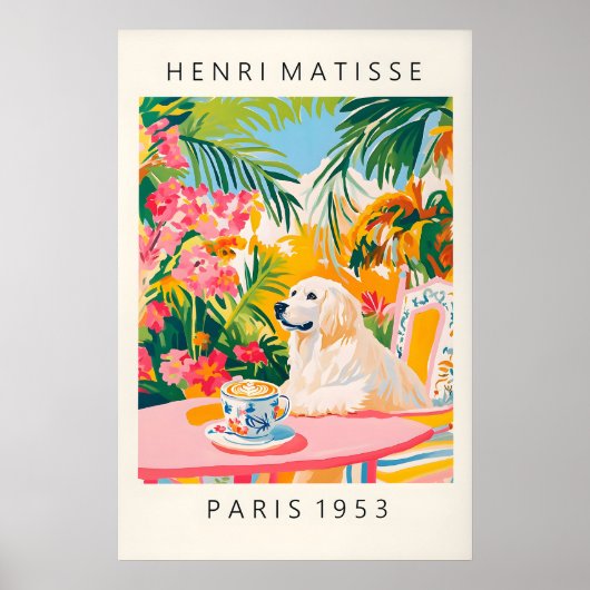 Groot Pyrenese hondenkunstprint, Matisse-stijl, Gr Poster (Voorkant)