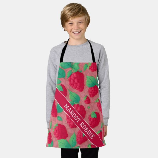 Groot Raspberry geometrisch kleurrijk patroon Schort (Gedragen)