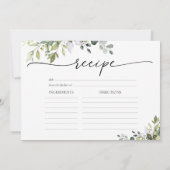 Groot receptkaart met groene eucalyptus bloemen kaart (Achterkant)