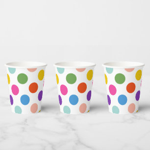 Groot regenboog polka dot patroon papieren bekers