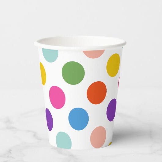 Groot regenboog polka dot patroon papieren bekers (Voorkant)