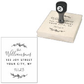 Groot retouradres Familienaam Botanische bladeren Rubberstempel (Gestempeld)