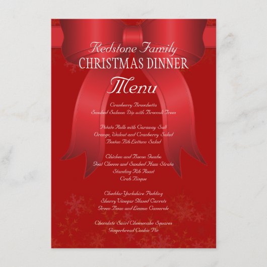Groot Rode Lint Familie Kerstmenu Menu (Voorkant)