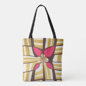 Groot rood bloemmotief ivoor ontwerp tote bag (Achterkant)